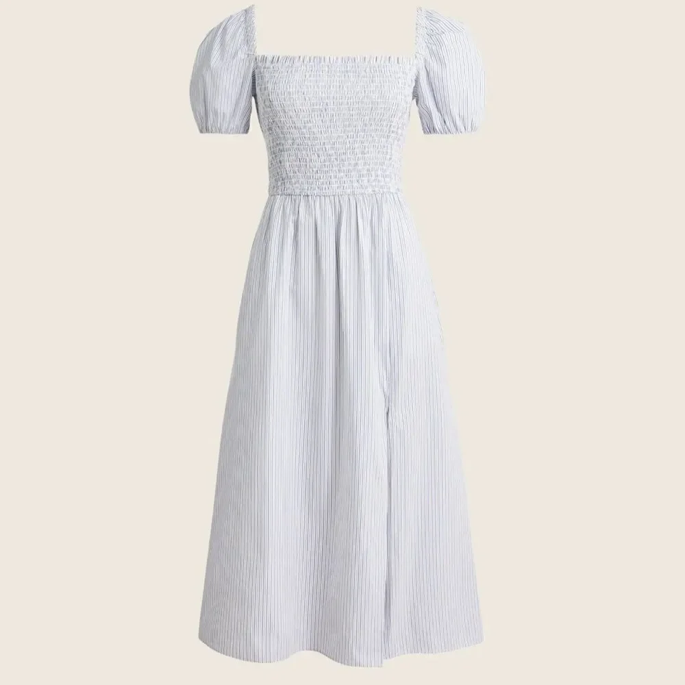 J. Crew Short-sleeve smocked dress in stripe